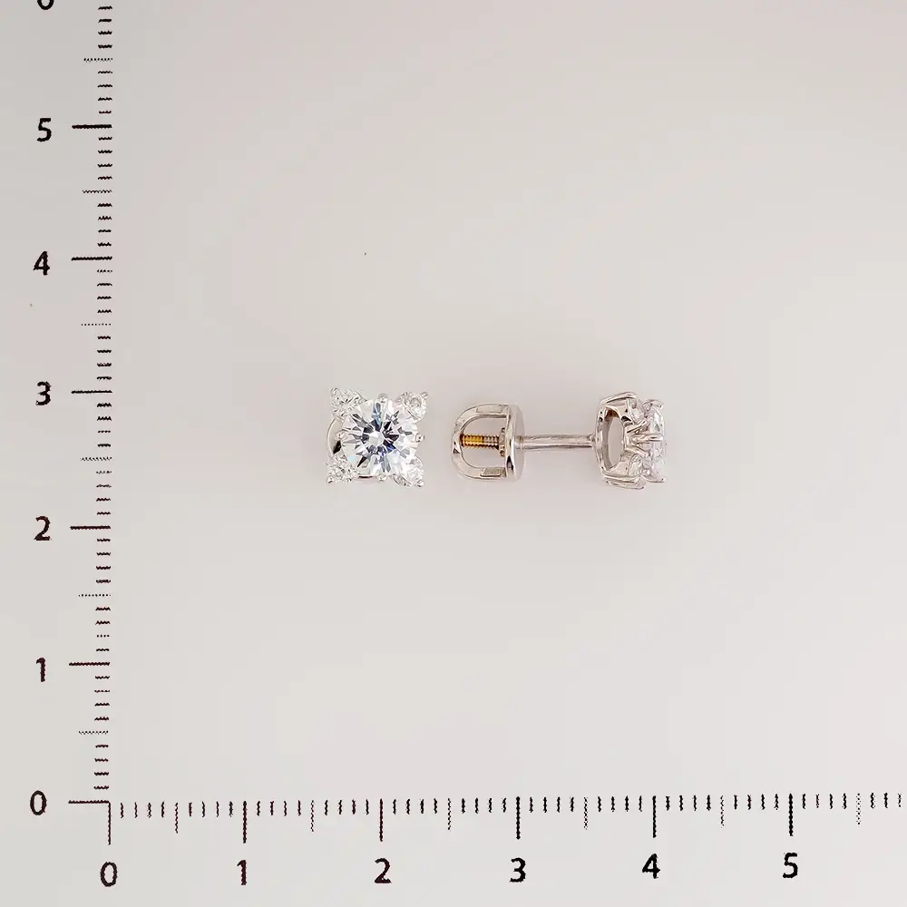 Серьги с фианитом из белого золота 585 пробы 2