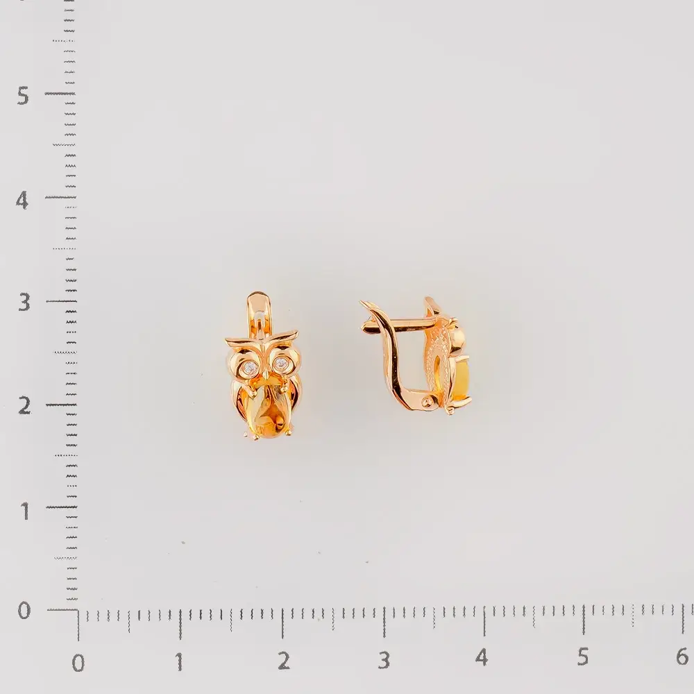 Серьги с фианитом из красного золота 585 пробы 2