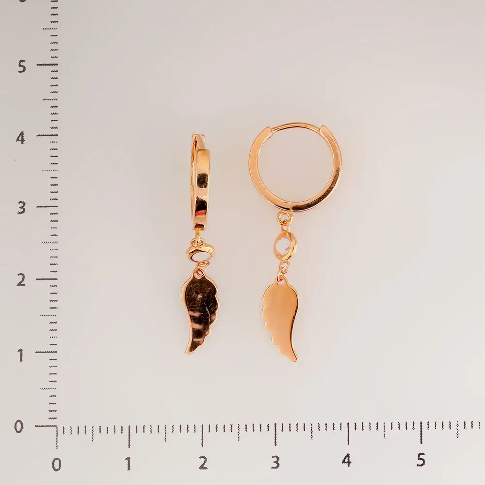 Серьги с фианитом из красного золота 585 пробы