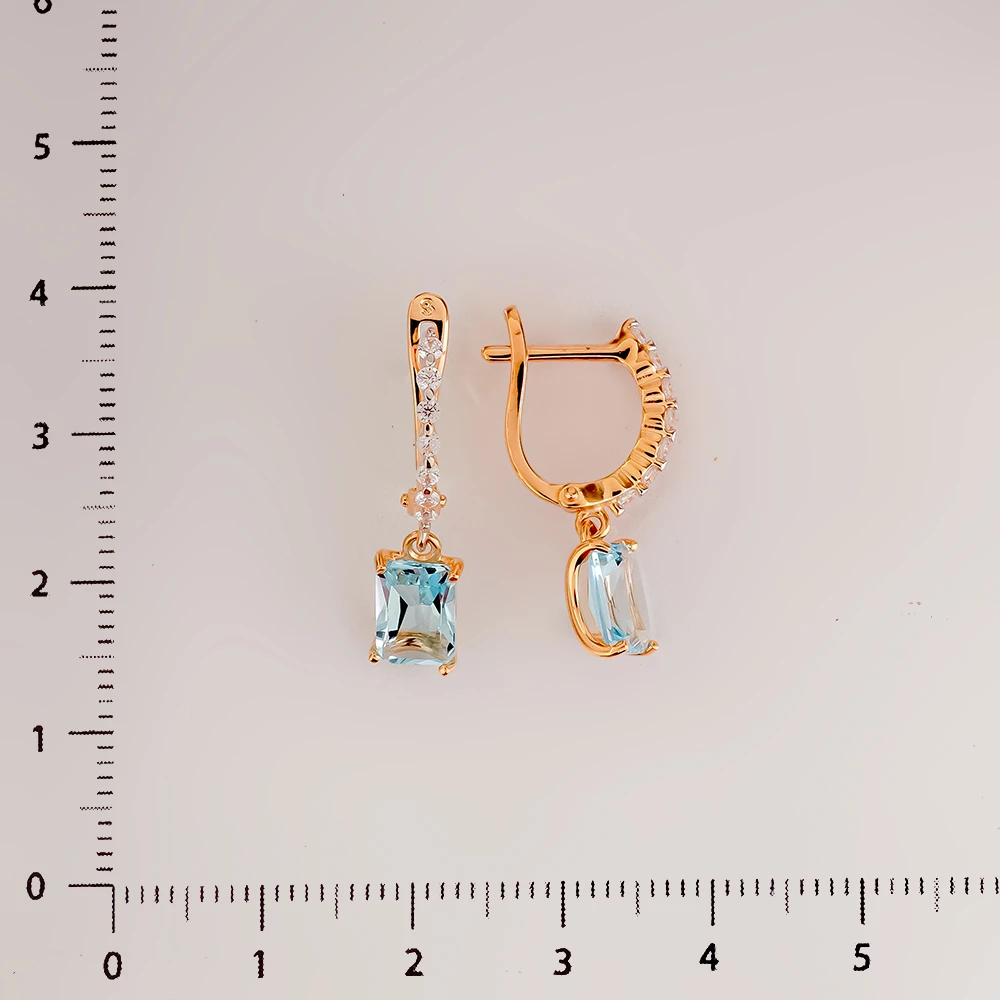 Серьги с топазом из красного золота 585 пробы