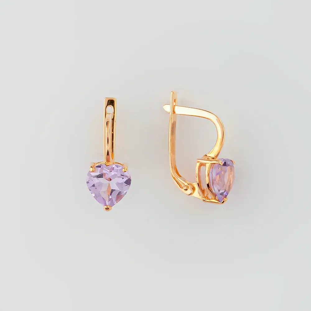 Серьги с аметистом из красного золота 585 пробы 1