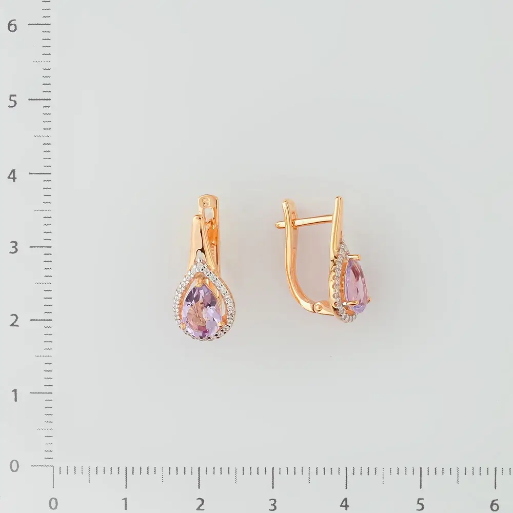 Серьги с аметистом из красного золота 585 пробы 2