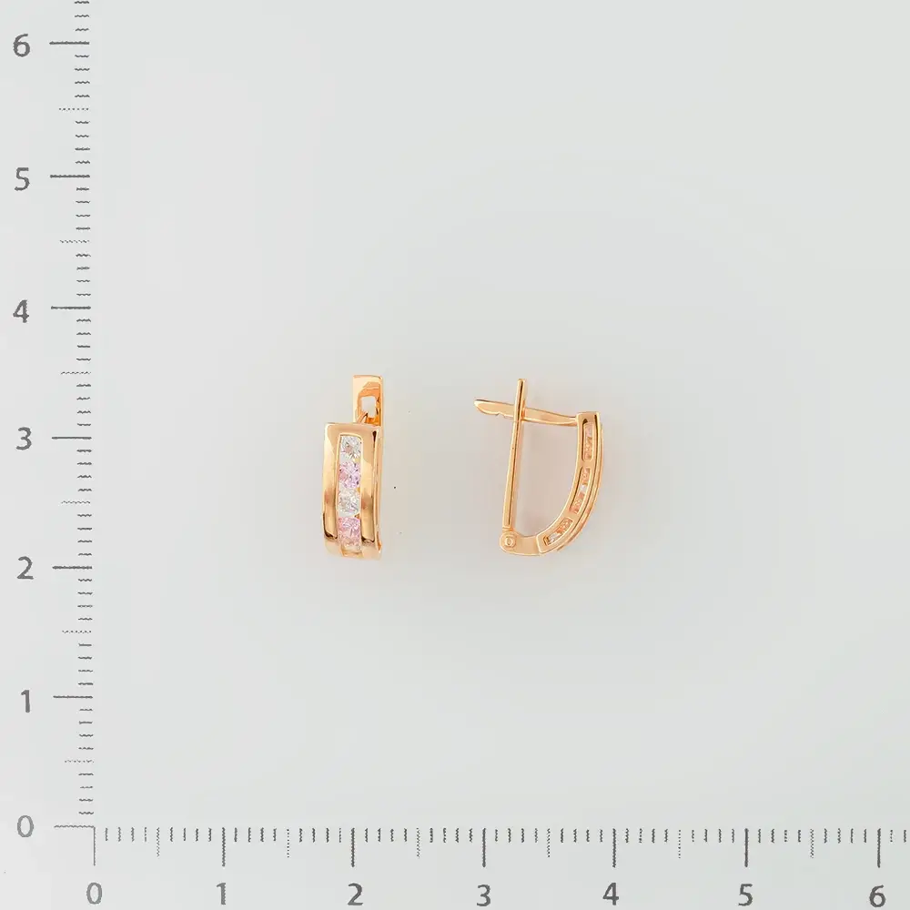 Серьги с фианитом из красного золота 585 пробы