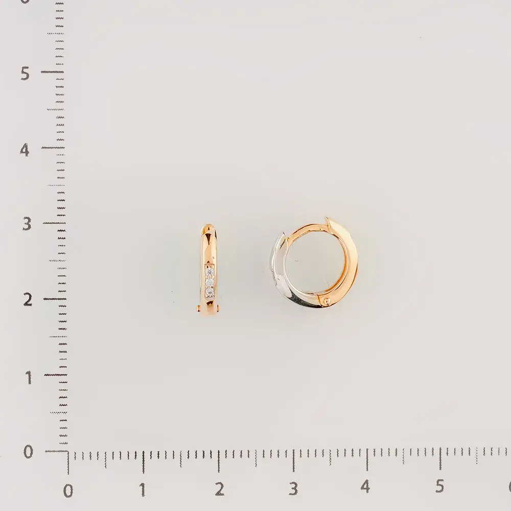 Серьги с фианитом из красного золота 585 пробы