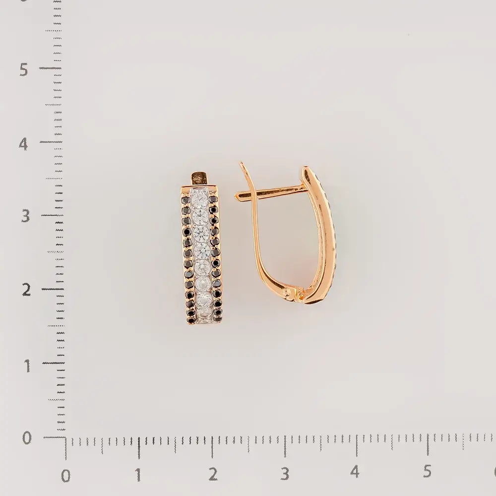 Серьги с фианитом из красного золота 585 пробы