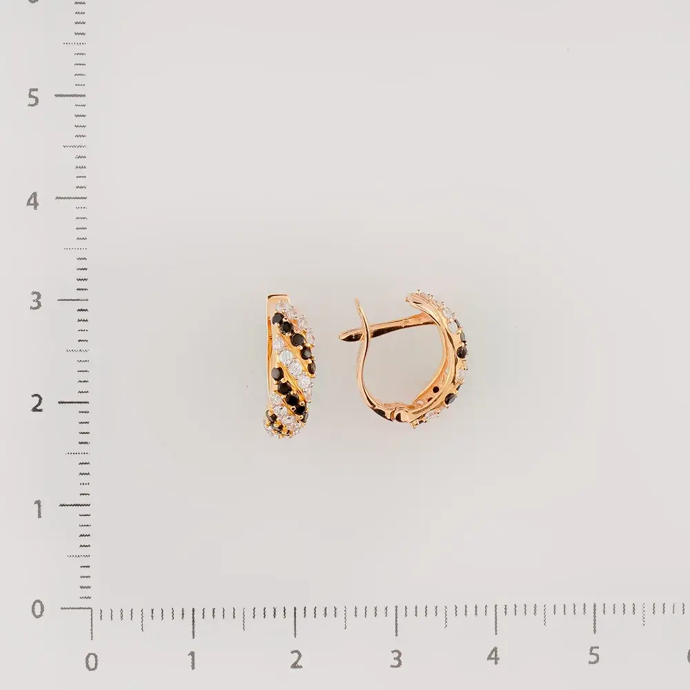 Серьги с фианитом из красного золота 585 пробы