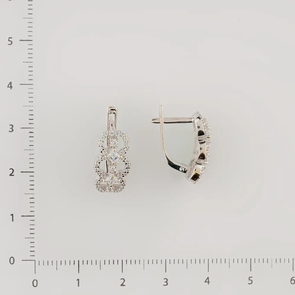 Серьги с фианитом из белого золота 585 пробы 2