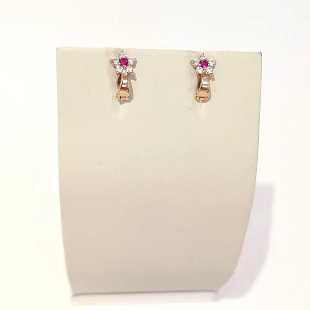 Серьги с фианитом из красного золота 585 пробы