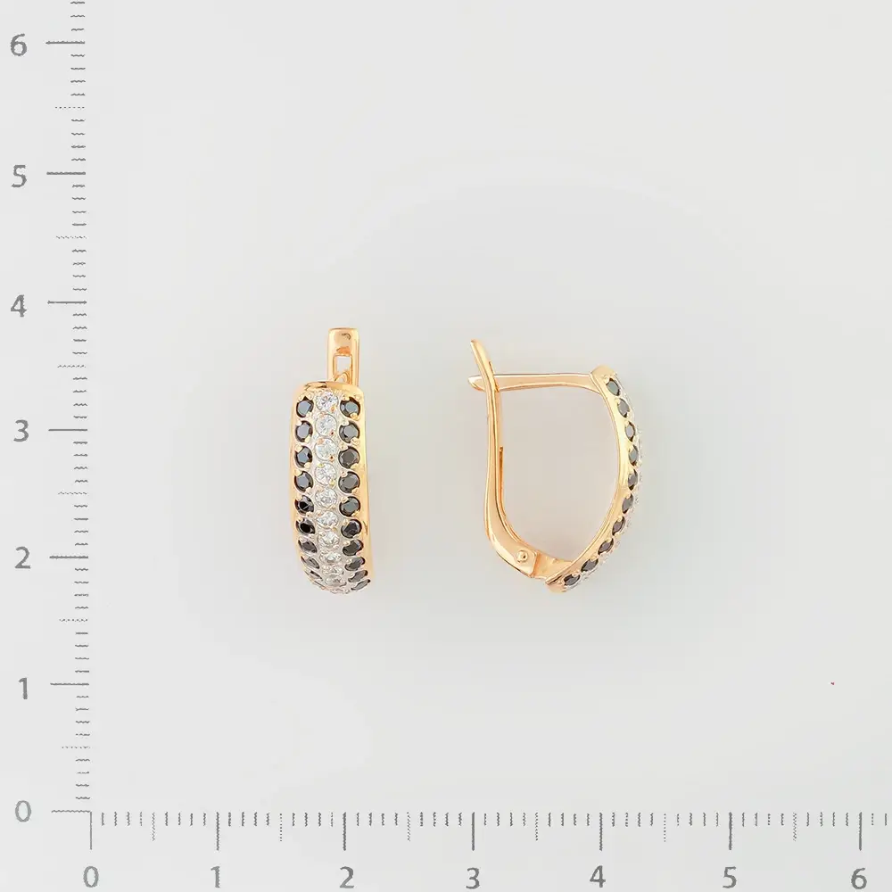 Серьги с фианитом из красного золота 585 пробы