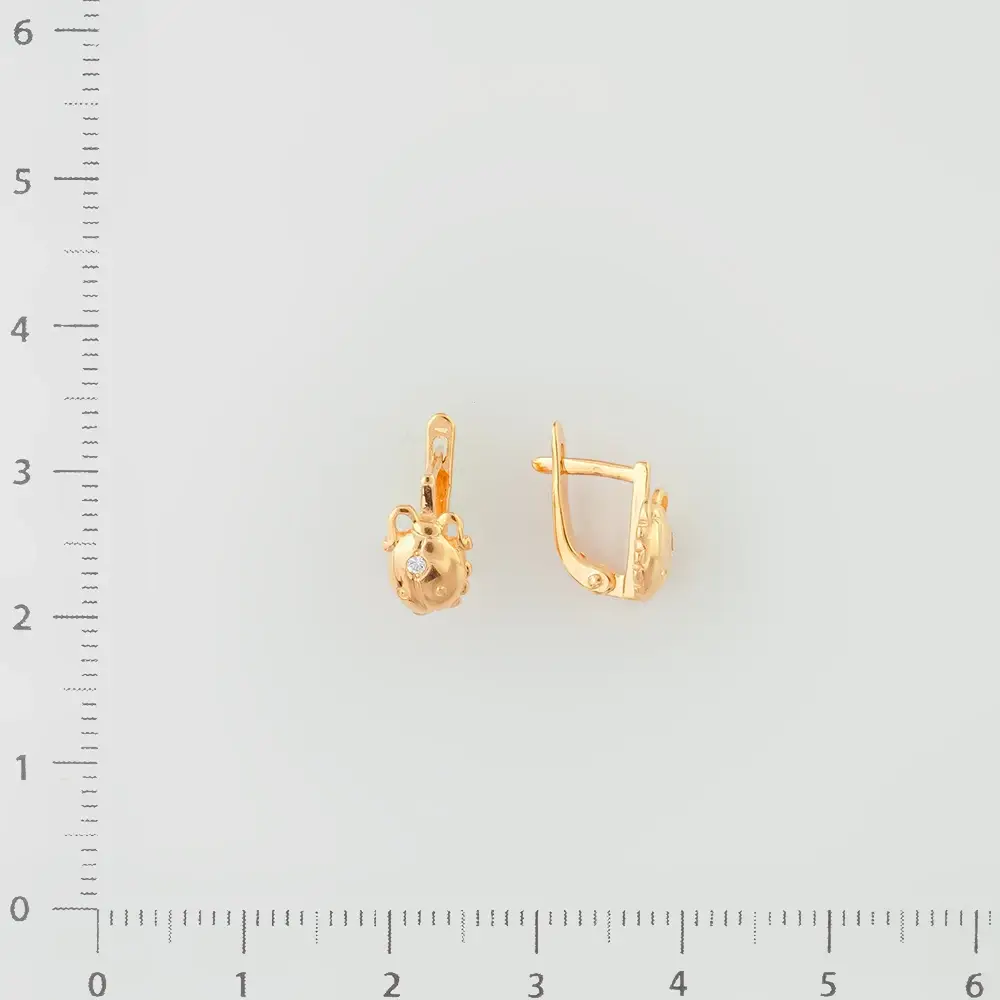 Серьги с фианитом из красного золота 585 пробы