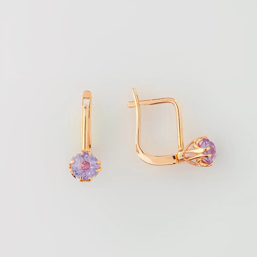 Серьги с корундом синтетическим из красного золота 583 пробы
