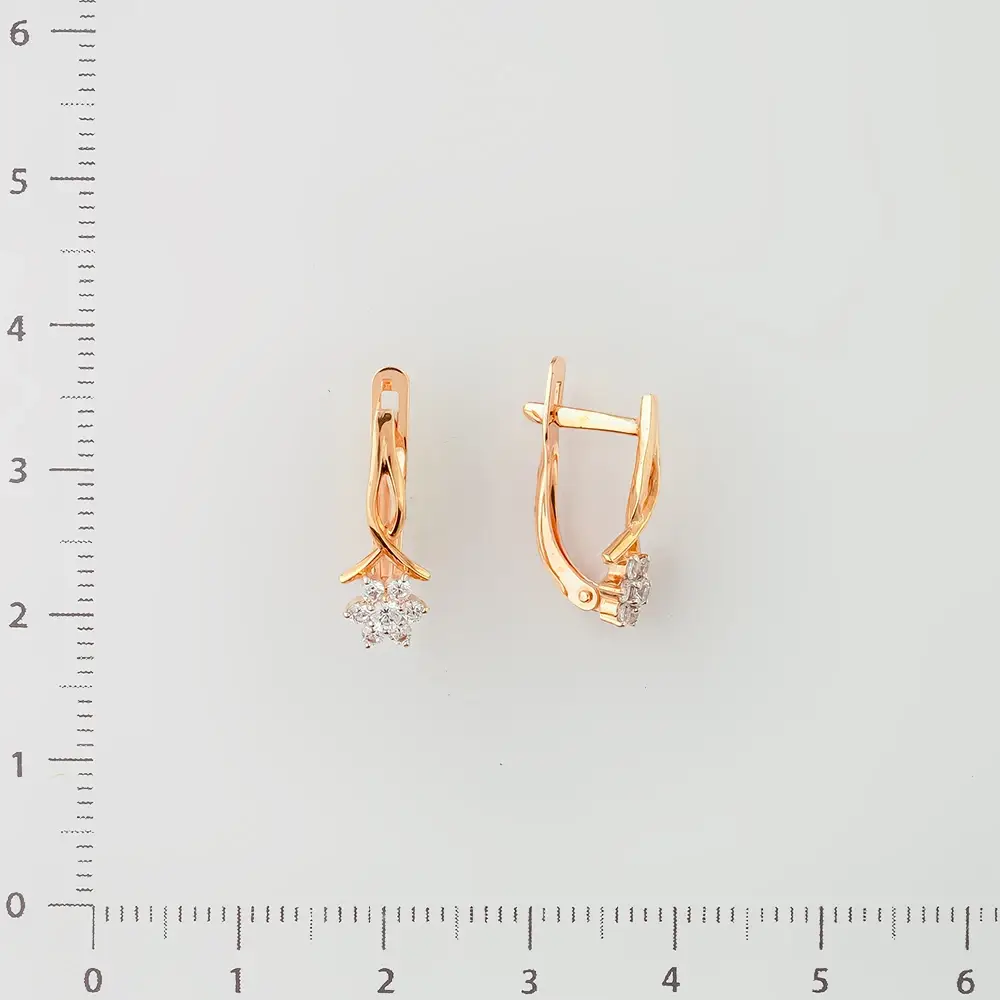 Серьги с фианитом из красного золота 375 пробы 2