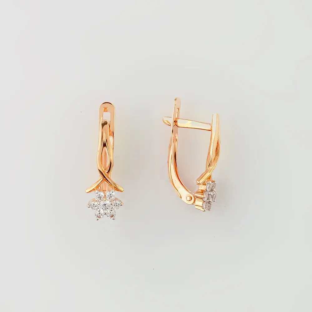 Серьги с фианитом из красного золота 375 пробы 1