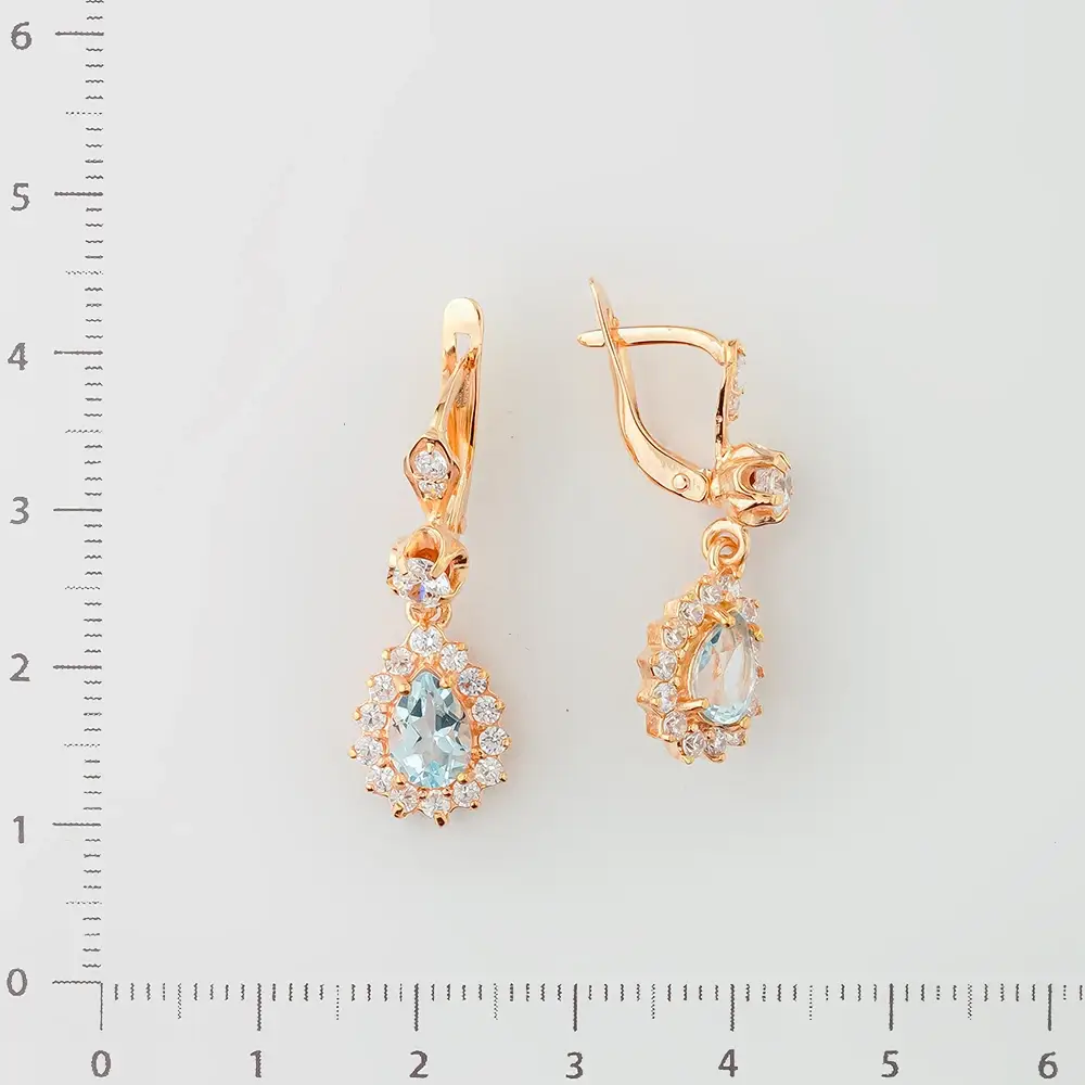 Серьги с топазом из красного золота 585 пробы 2