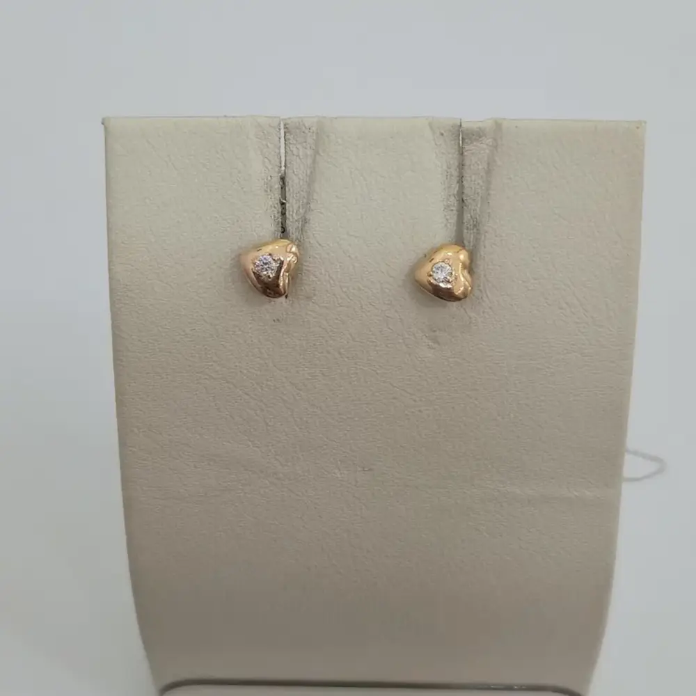 Серьги с фианитом из красного золота 585 пробы