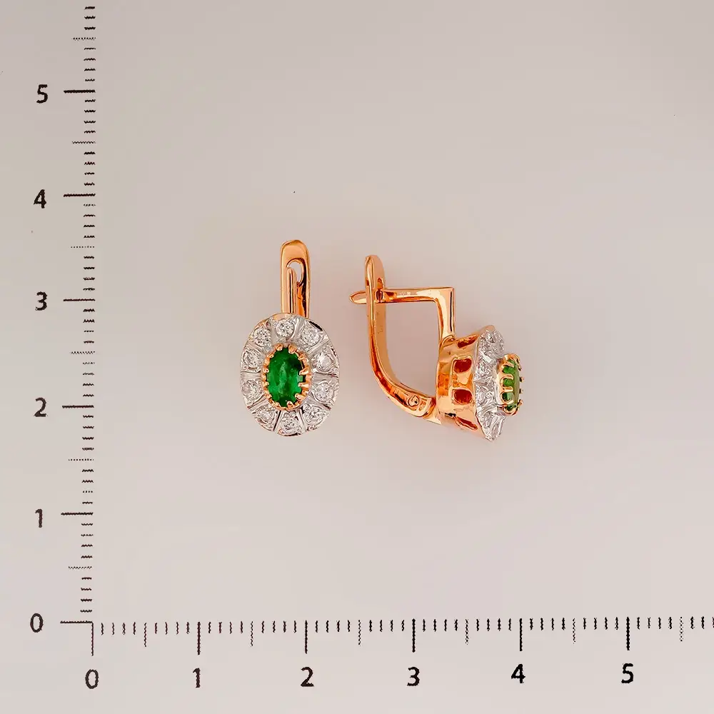 Серьги с изумрудом из красного золота 585 пробы 2