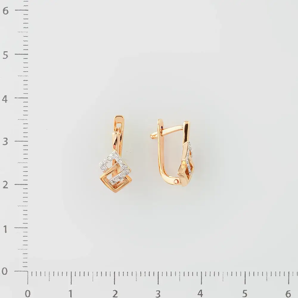 Серьги с фианитом из красного золота 375 пробы