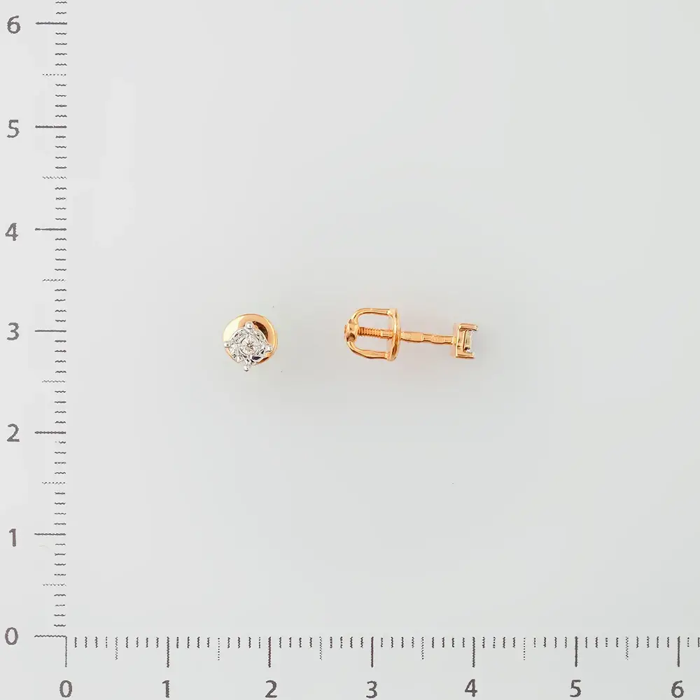 Серьги с бриллиантом из красного золота 585 пробы