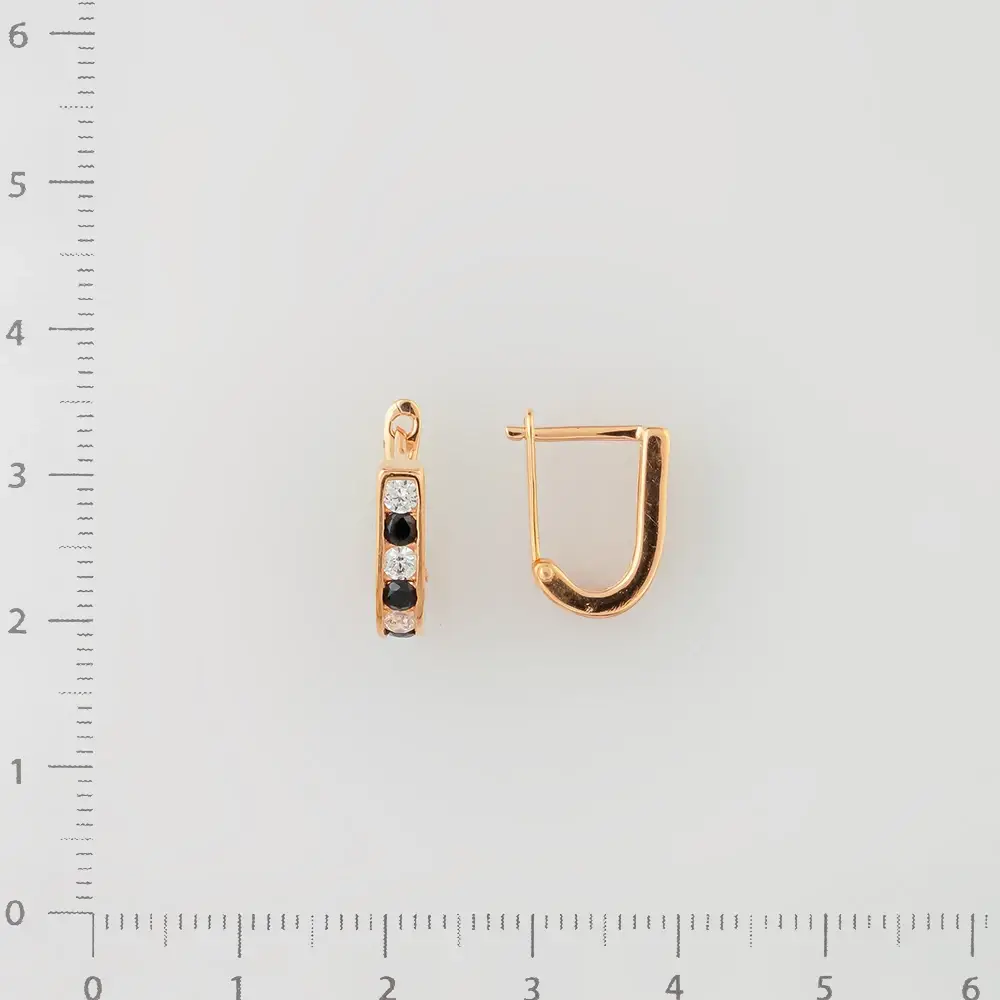 Серьги с фианитом из красного золота 585 пробы