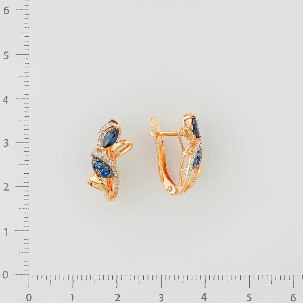 Серьги с сапфиром из красного золота 585 пробы