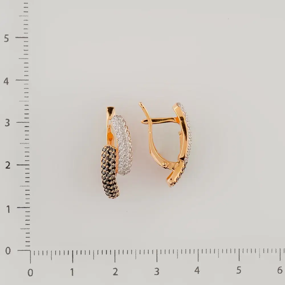 Серьги с фианитом из красного золота 585 пробы