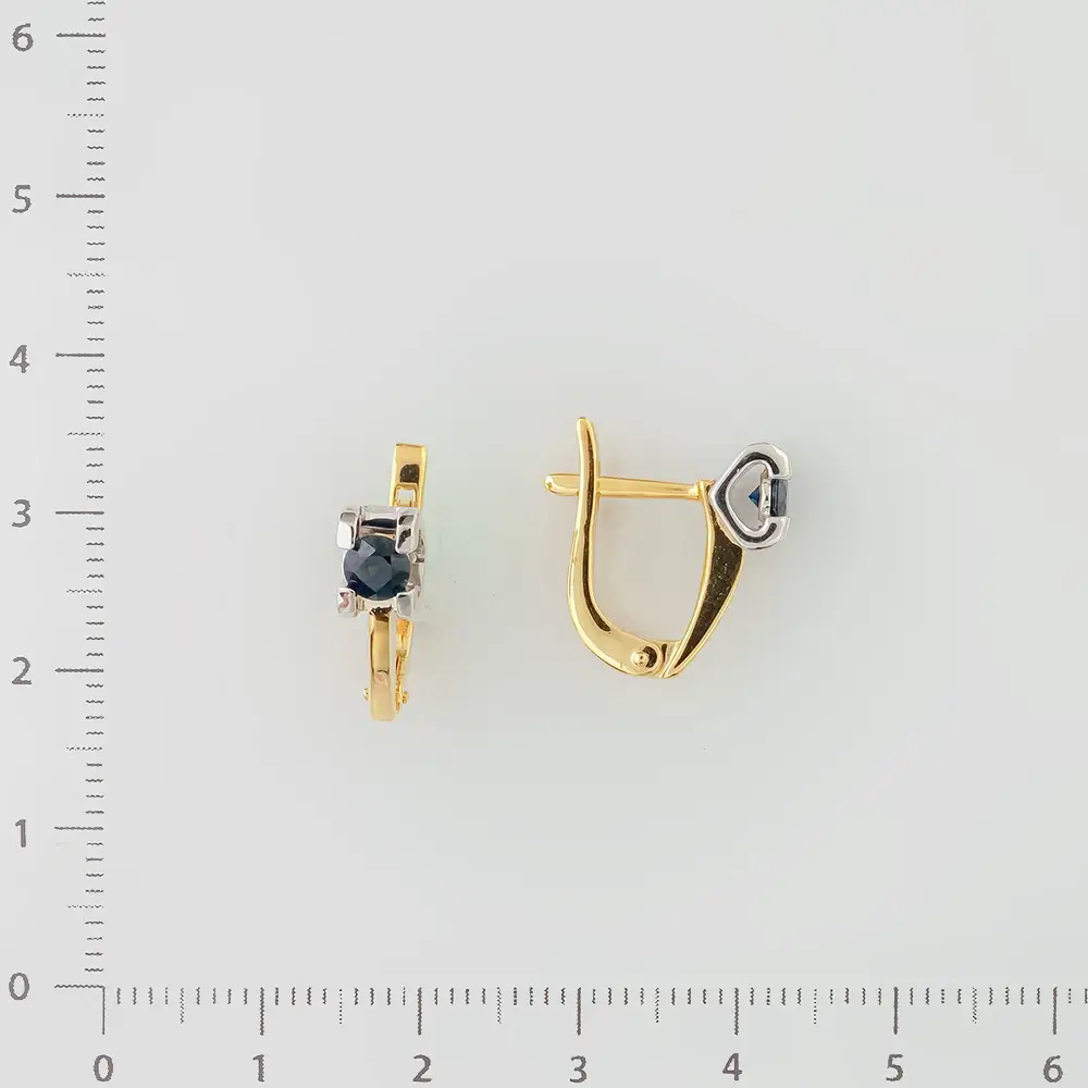 Серьги с сапфиром из желтого золота 585 пробы