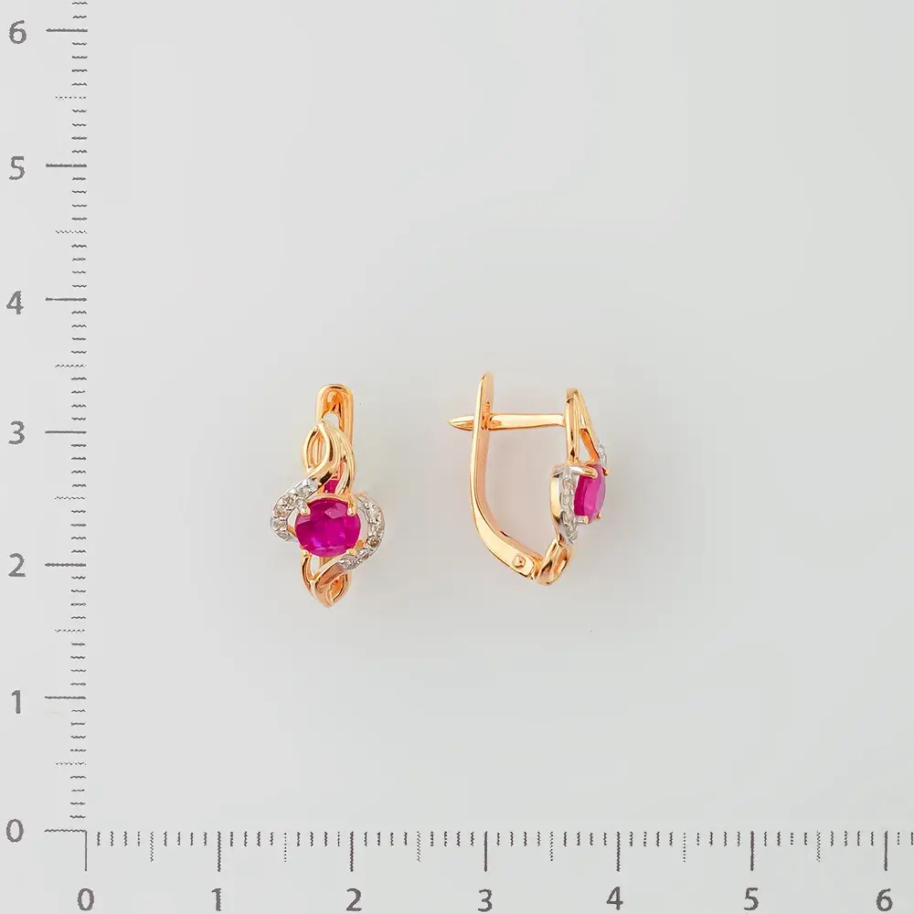 Серьги с рубином из красного золота 585 пробы