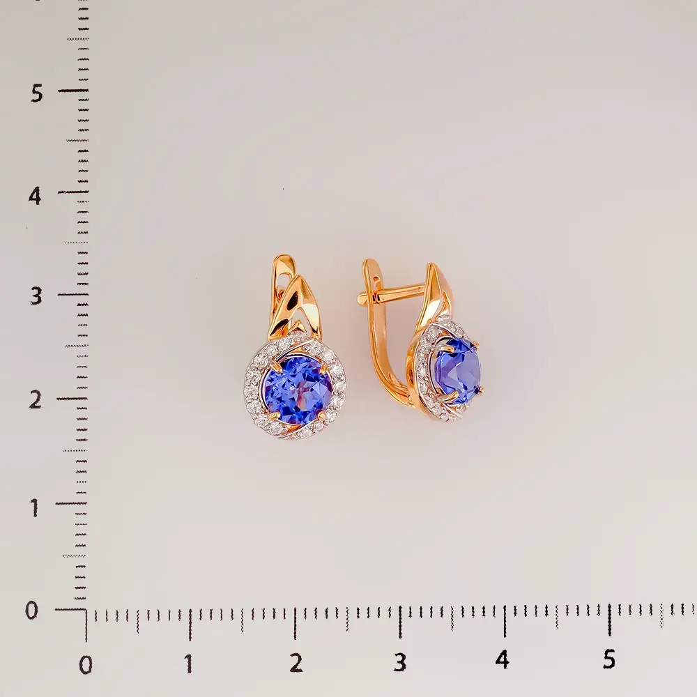Серьги с фианитом из красного золота 585 пробы 2