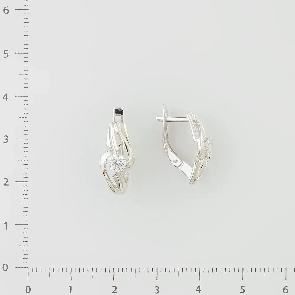 Серьги с фианитом из белого золота 585 пробы 2