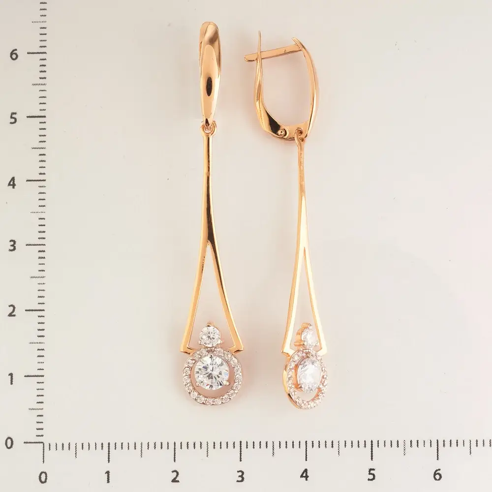 Серьги с фианитом из красного золота 585 пробы 2