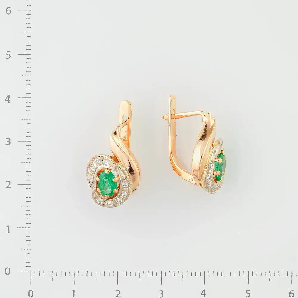 Серьги с изумрудом из красного золота 585 пробы 2