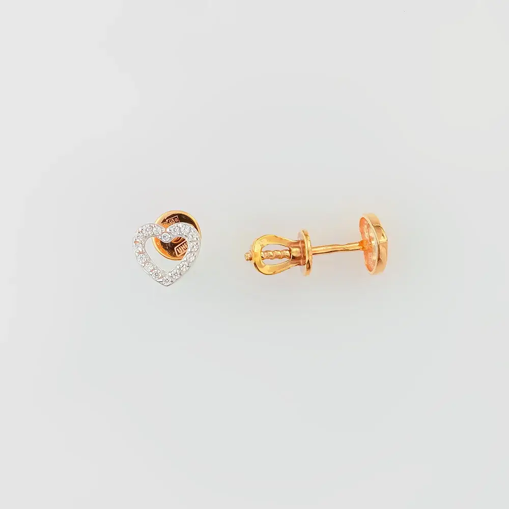 Серьги с фианитом из красного золота 375 пробы