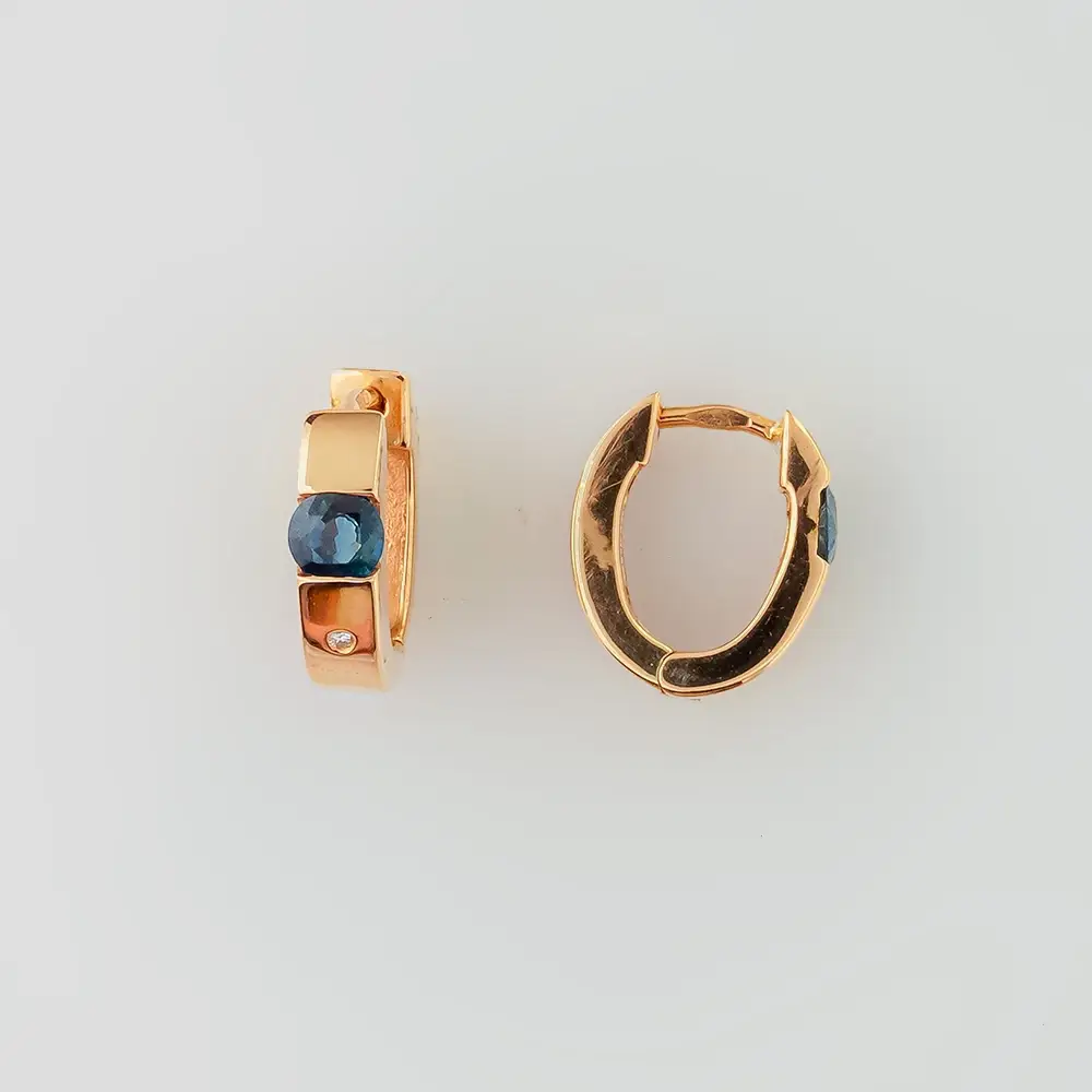 Серьги с сапфиром из красного золота 585 пробы