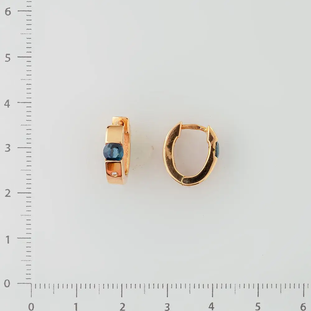 Серьги с сапфиром из красного золота 585 пробы