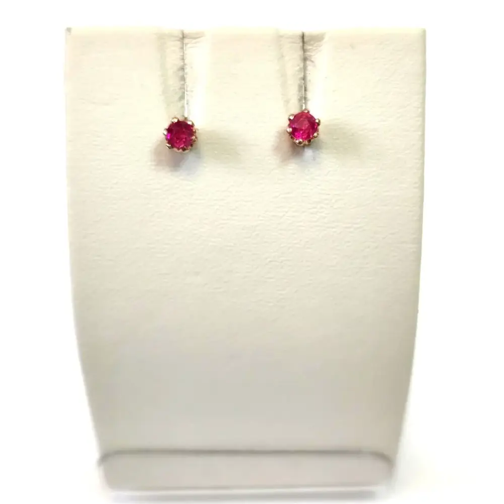 Серьги с корундом синтетическим из красного золота 583 пробы