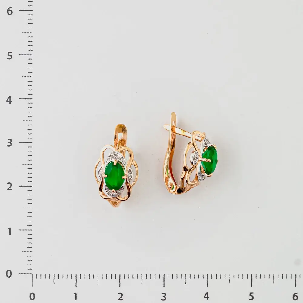 Серьги с агатом из красного золота 375 пробы