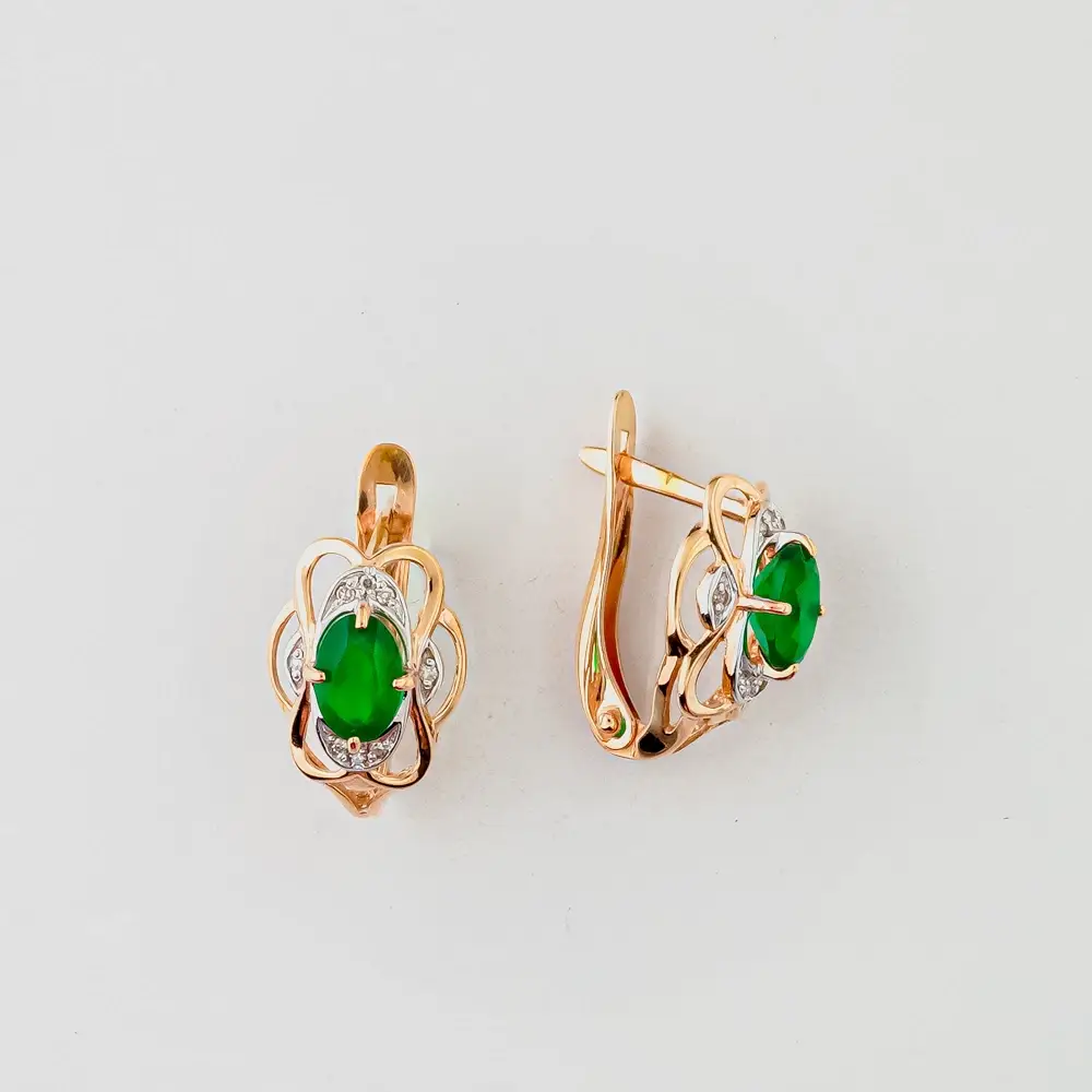 Серьги с агатом из красного золота 375 пробы