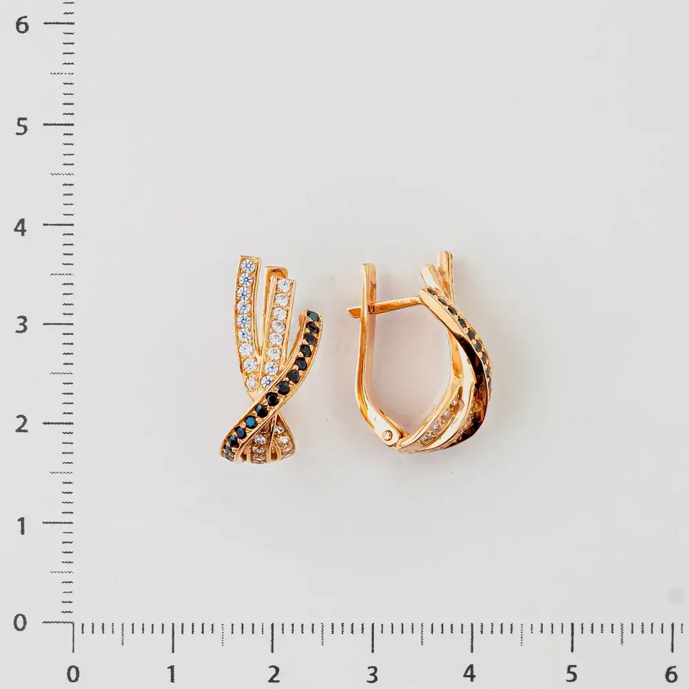 Серьги с фианитом из красного золота 585 пробы