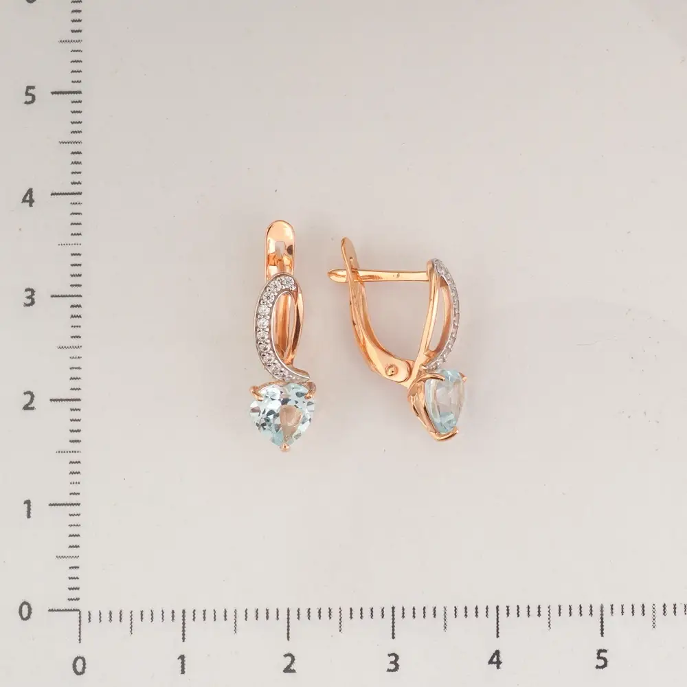 Серьги с топазом из красного золота 375 пробы