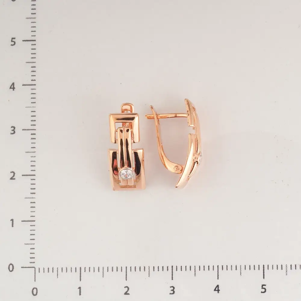 Серьги с фианитом из красного золота 375 пробы