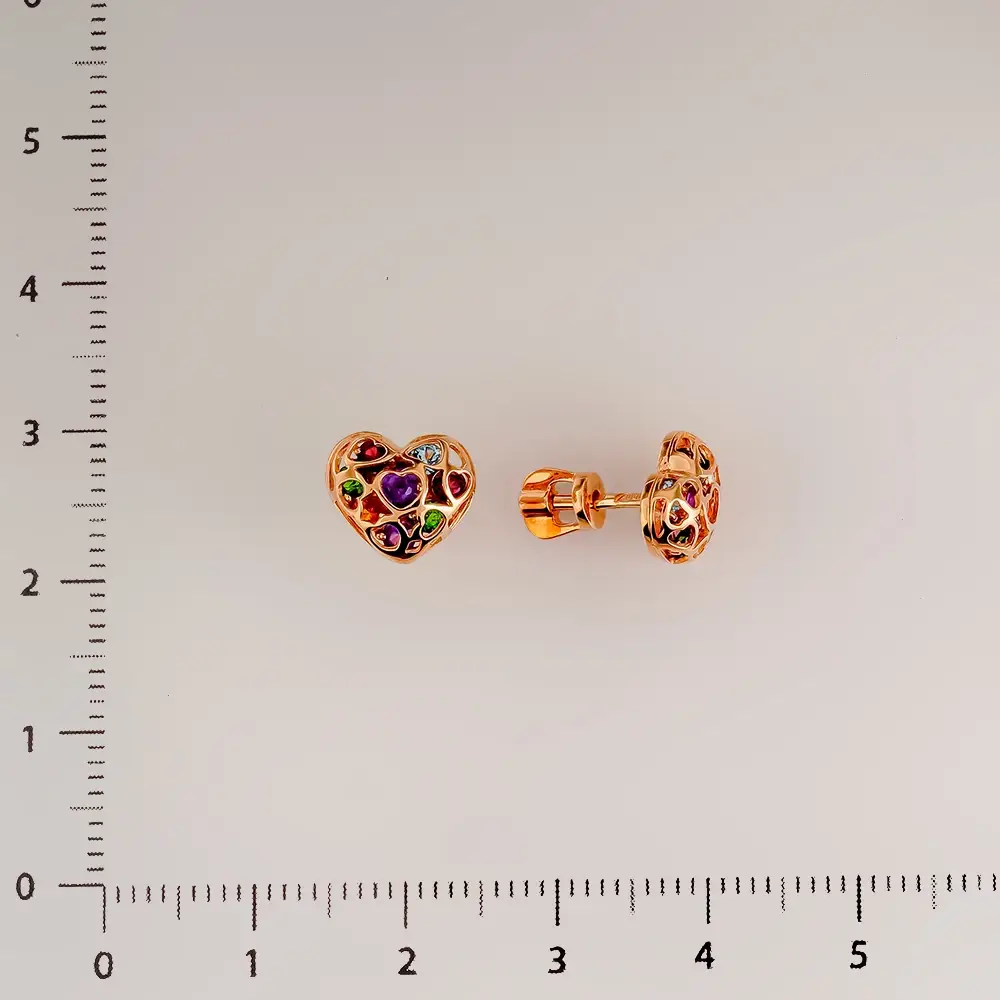 Серьги с фианитом из красного золота 585 пробы 2