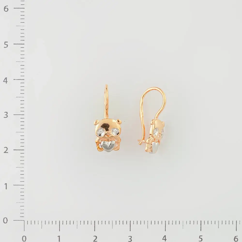 Серьги с фианитом из красного золота 585 пробы