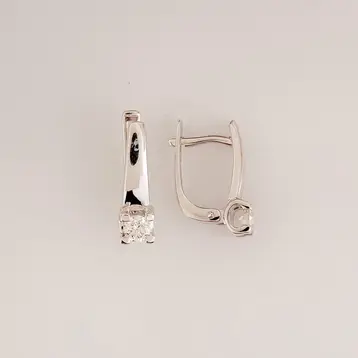 Серьги с бриллиантом из белого золота 585 пробы