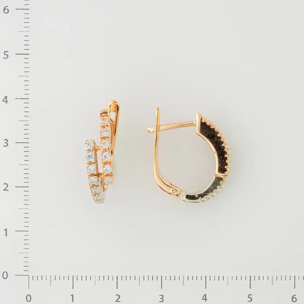 Серьги с фианитом из красного золота 585 пробы