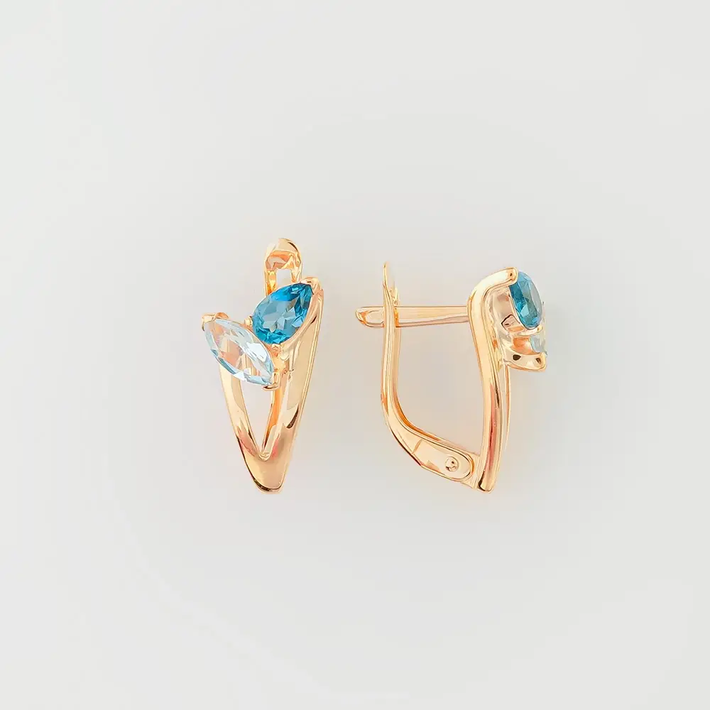 Серьги с топазом из красного золота 585 пробы