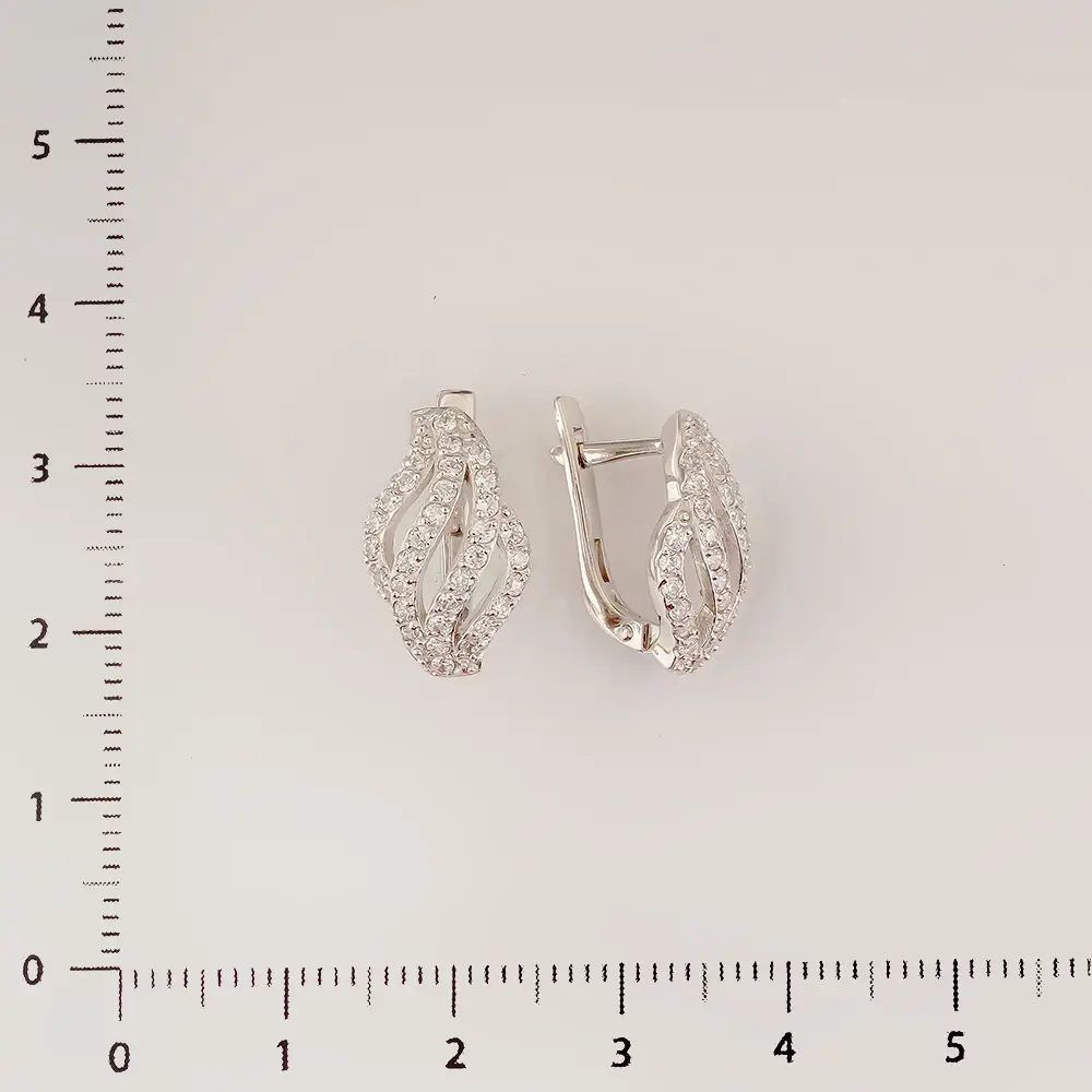 Серьги с фианитом из белого золота 585 пробы
