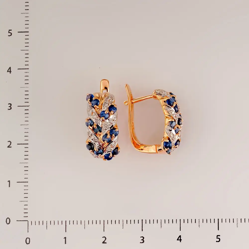 Серьги с сапфиром из красного золота 585 пробы
