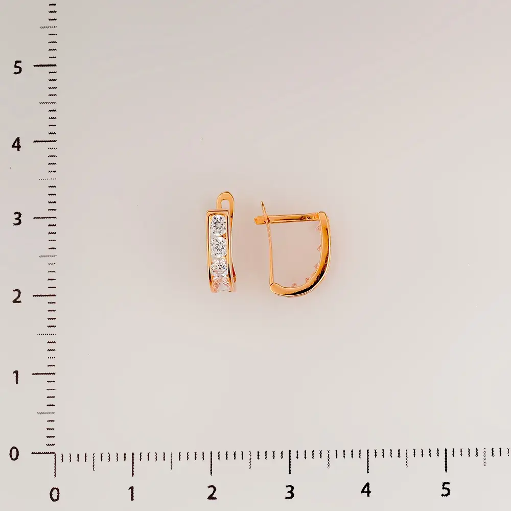 Серьги с фианитом из красного золота 585 пробы