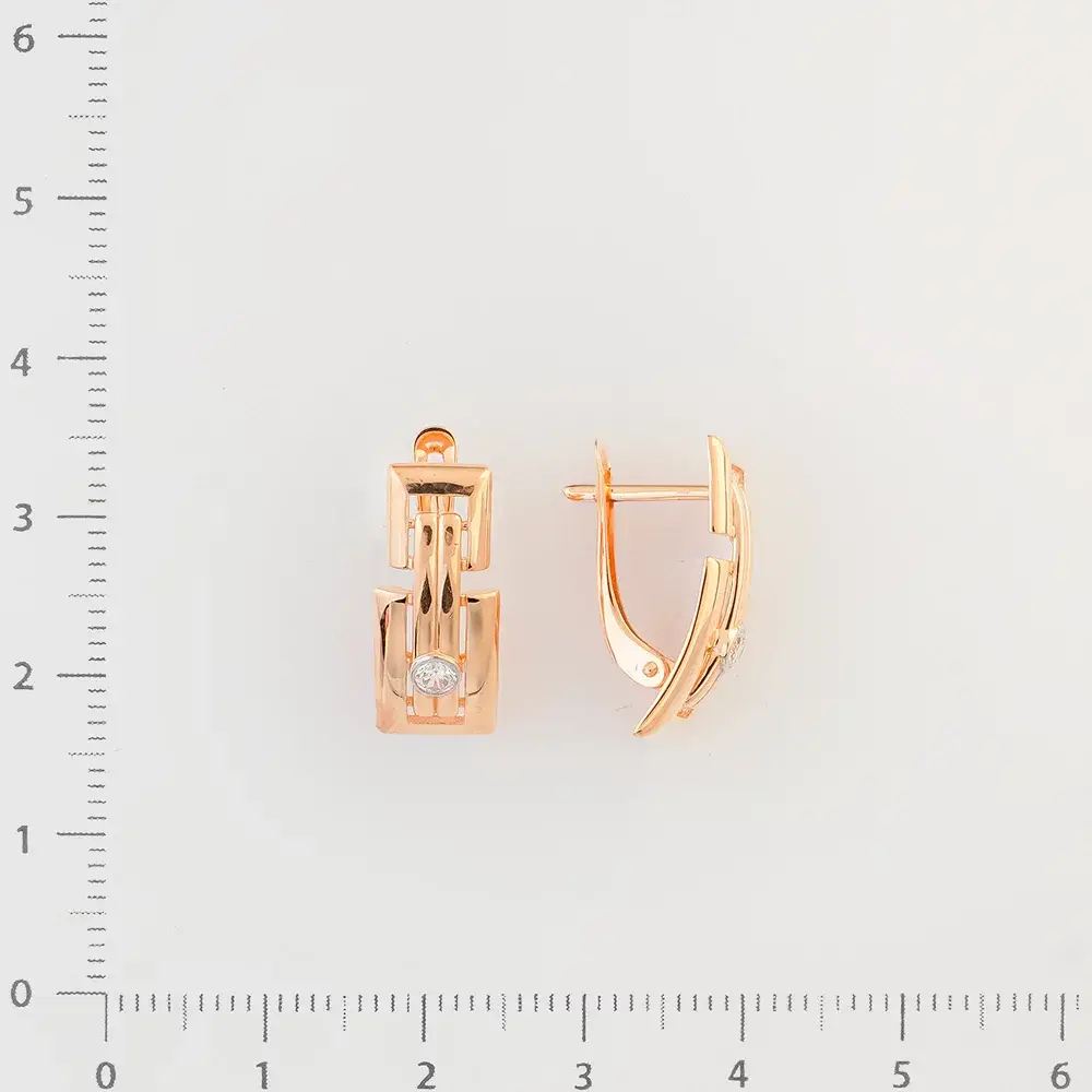 Серьги с фианитом из красного золота 585 пробы 2