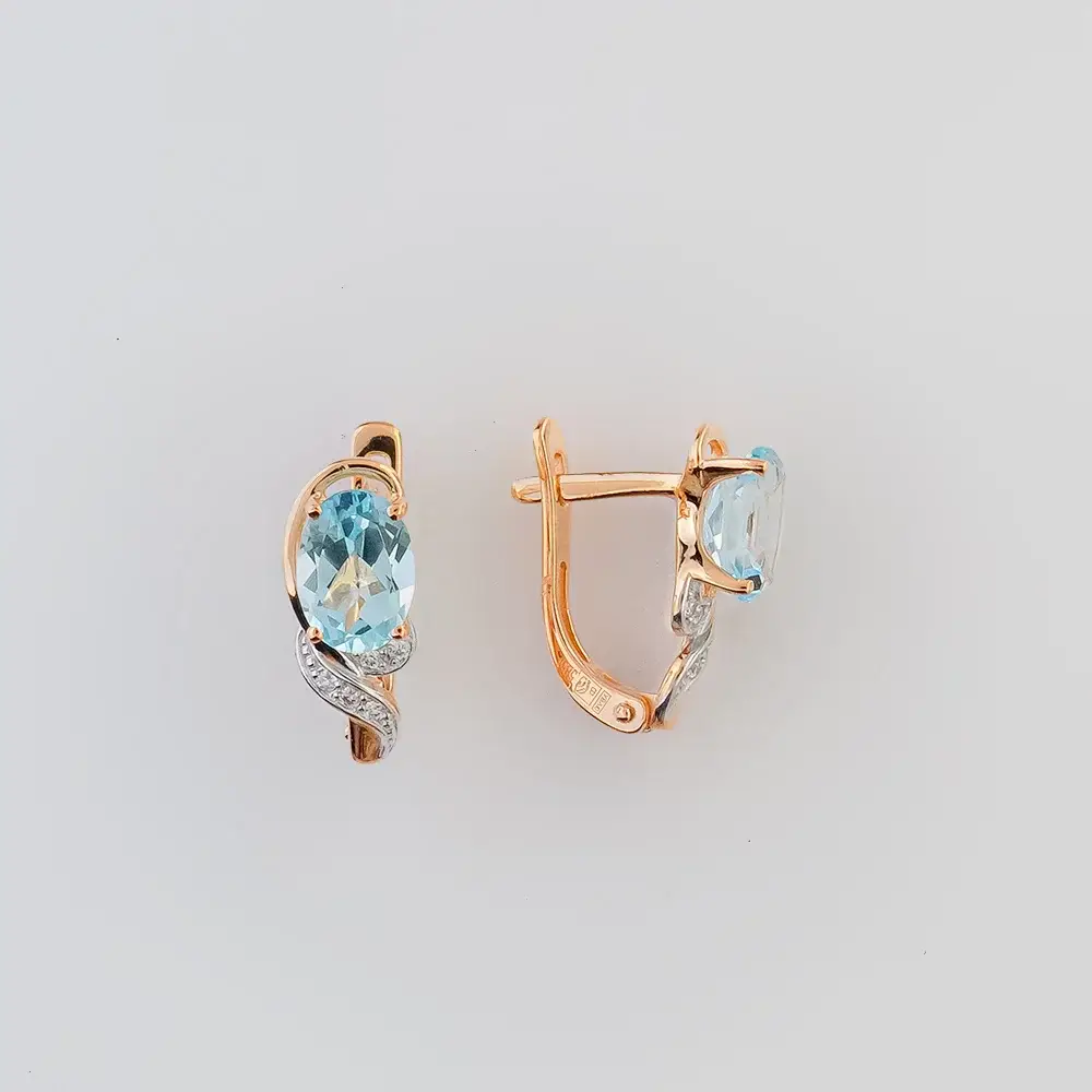Серьги с топазом из красного золота 585 пробы